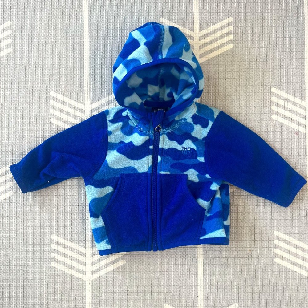 The North Face Blue Camo 3-6 Months Fleece Full Zip Hoodie
